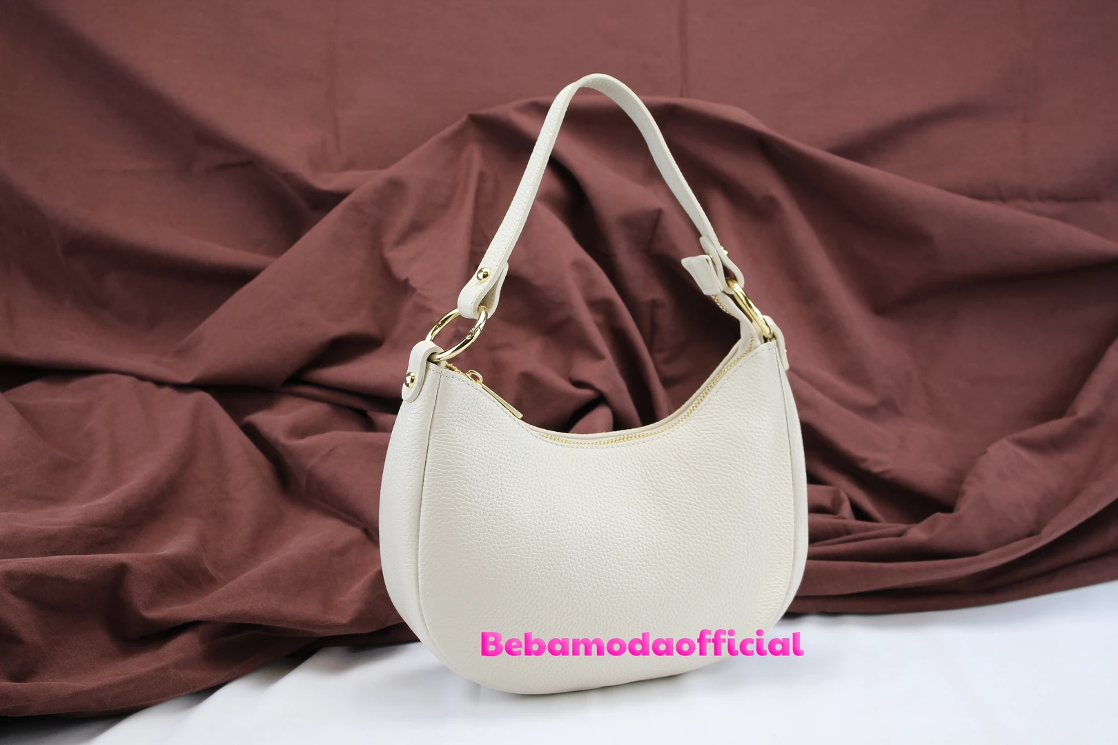 Bag Mezzaluna mini Bianca rifiniture dorate